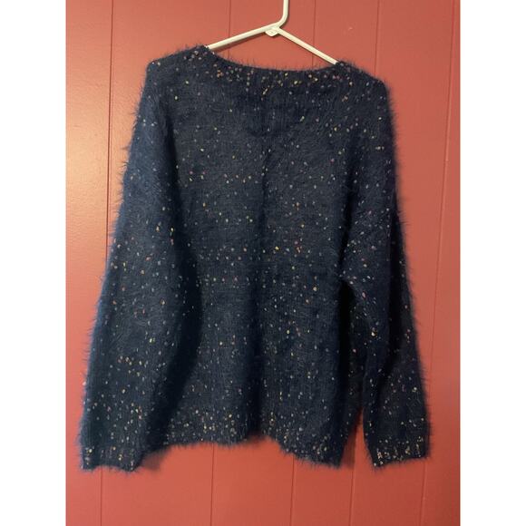 NEW Davi & Dani Size Large Blue Fuzzy Sweater - Picture 9 of 13